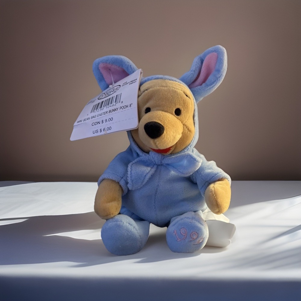 The Disney Store, 1999 Easter‎ Bunny Winnie the Pooh,  8in. Mini Bean Bag NWT